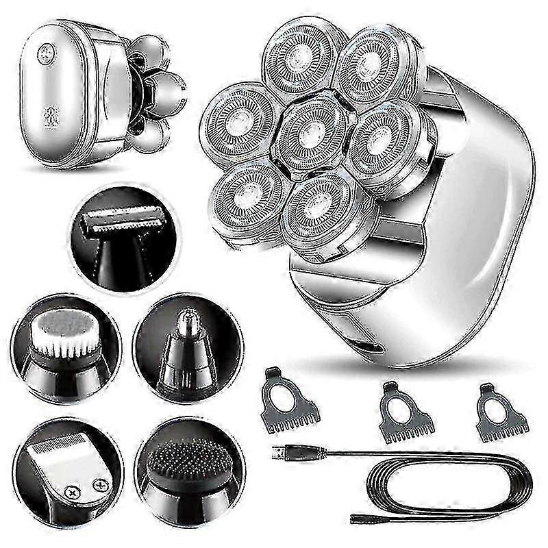 7-head Digital Display Electric Shaver For Men,6-in-1 Usb Head Shavers Wet-dry,grooming Kit