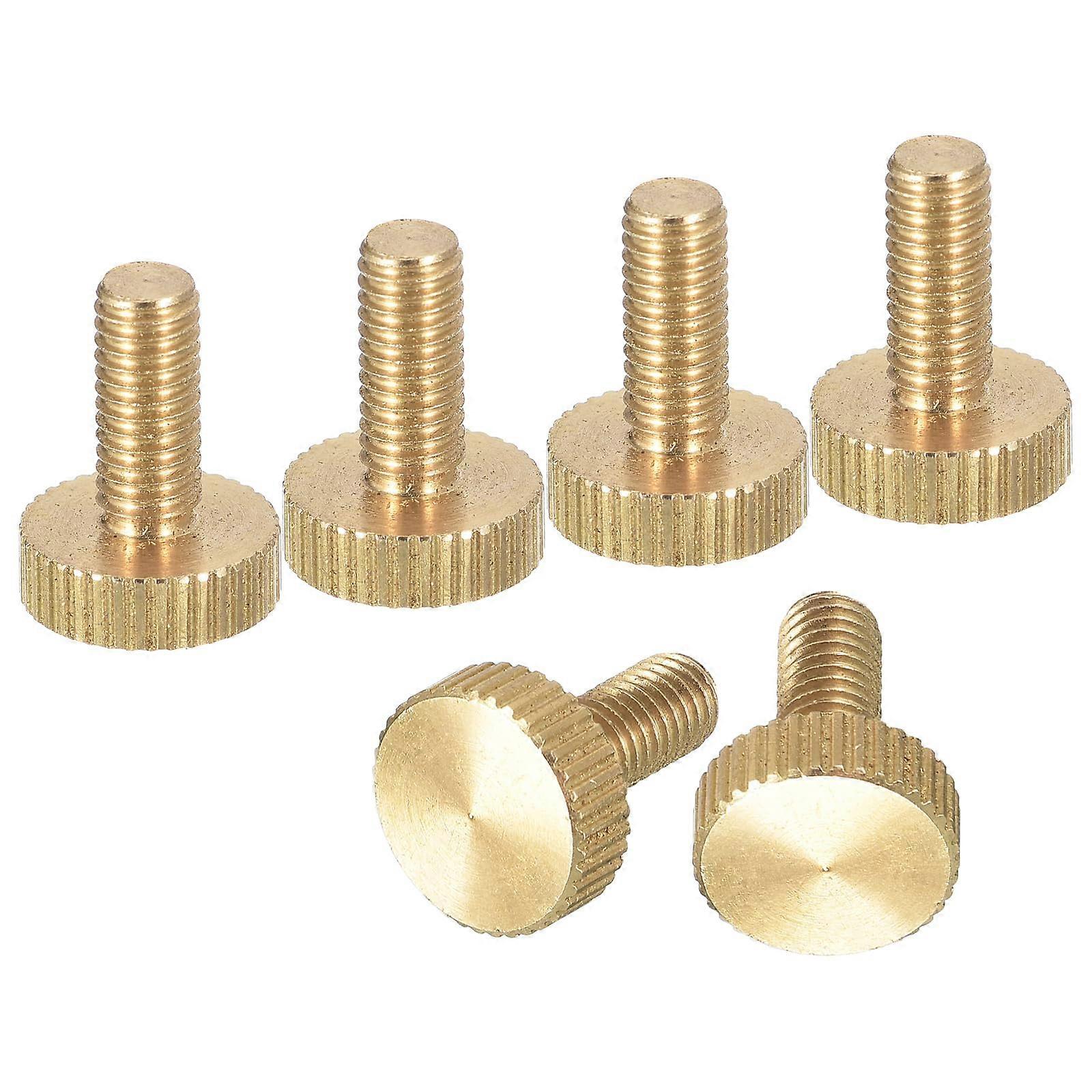 M5 x 12 mm Knurled Thumb Screws 6 Pack Fully Threaded Brass Flat Knurled Head M5x12mm Handle Button Fasteners