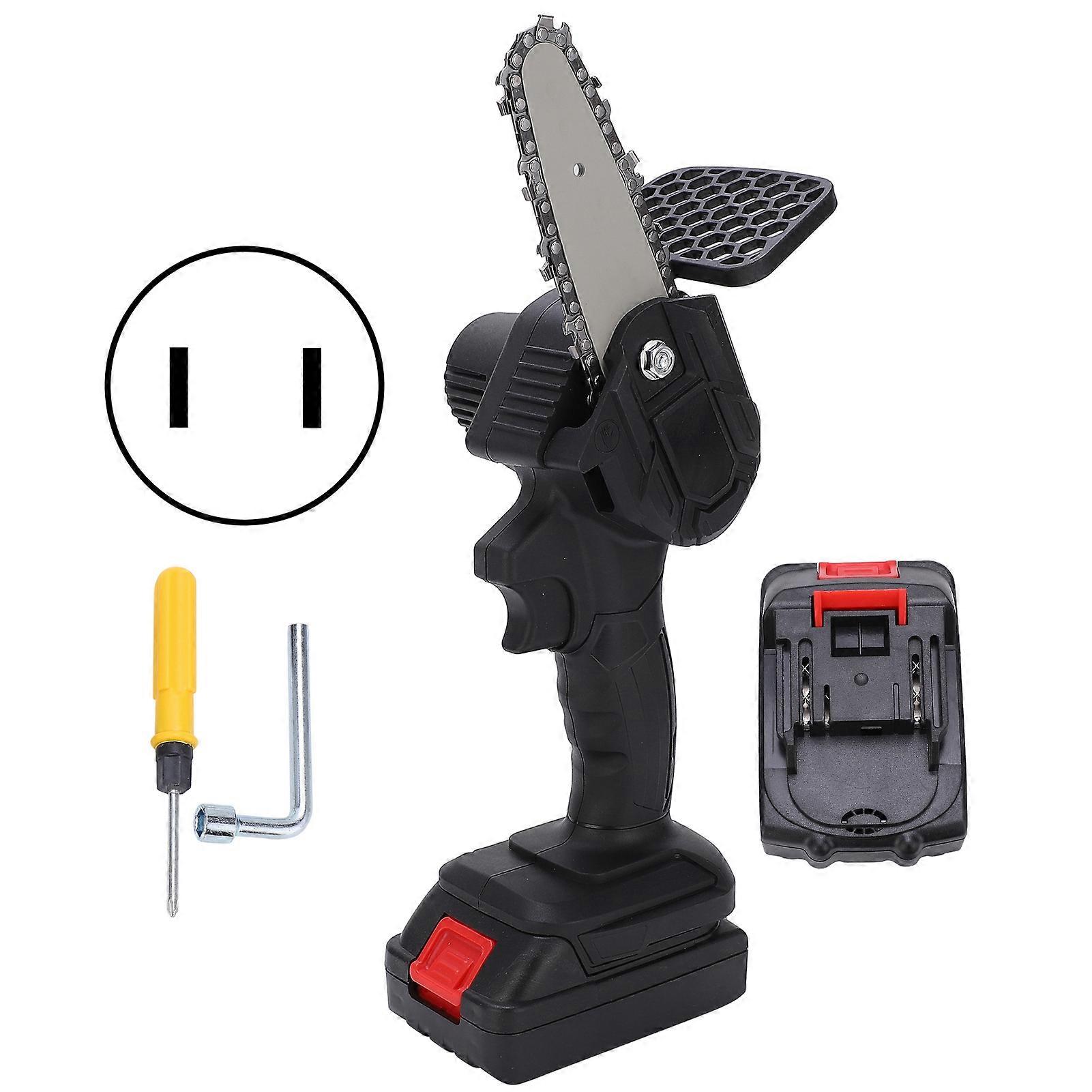 Mini Hand Saw 4in Portable Electronic 1‑Handed Trimming Tool Chainsaw with Brush AC100‑240VBlack US Plug