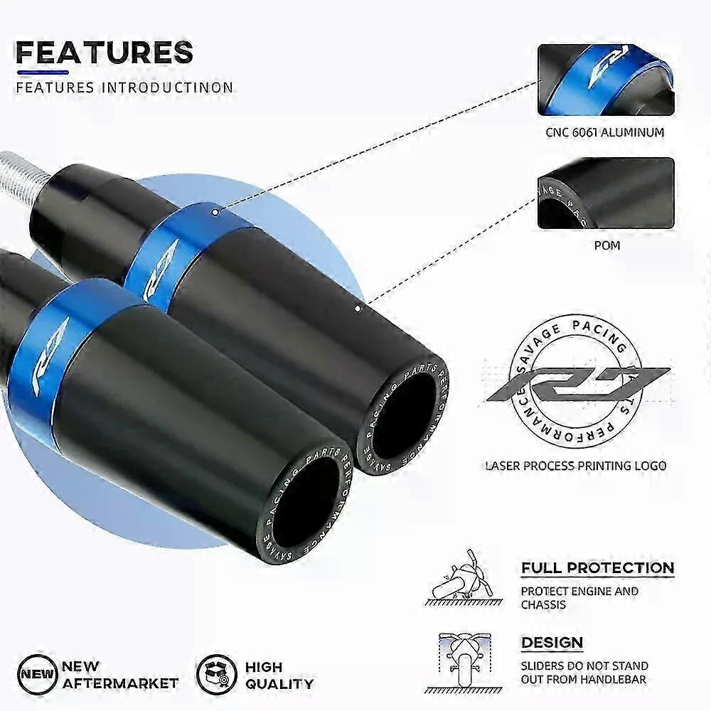 Yamaha YZF R7 Frame Sliders 2021-2023 - Blue CNC Aluminum Crash Protection