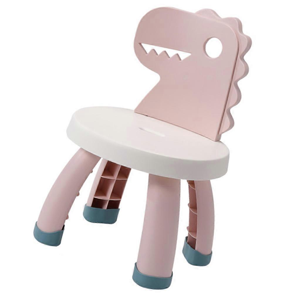 Pink Children's Stool with Strong Backrest and Rounded Corners for Safe Comfortable Sitting