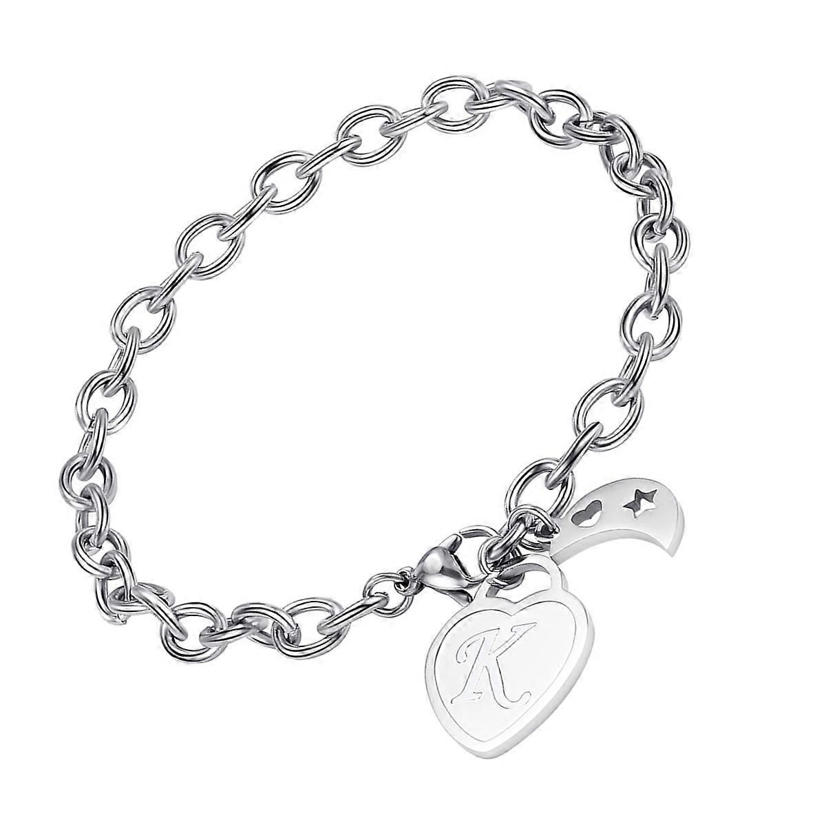 Heart Charm Bracelet Ladies Jewelry Fashion Accessory Moon Letter All Seasons 1Pcs