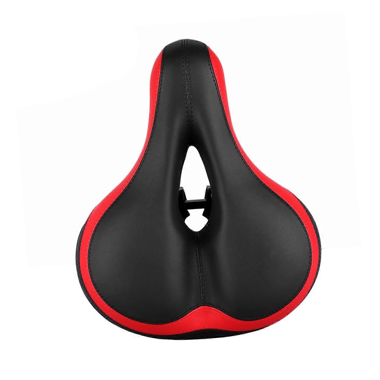 Reflective Mountain Bike Saddle with Shock Absorption, Ergonomic Design, Red Color, Comfortable Seat for Men and Women