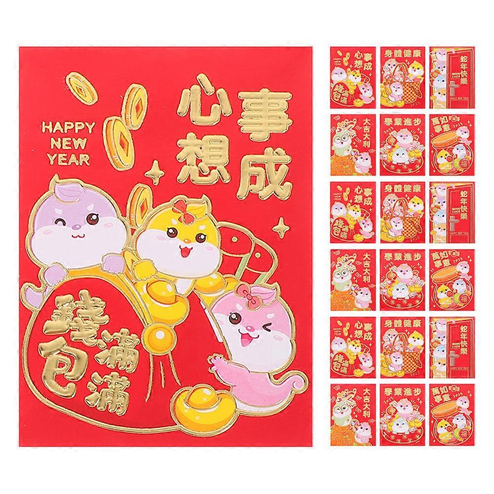 Chinese New Year Money Envelopes with Good Wishes Patterns for Spring Festival 60pcs