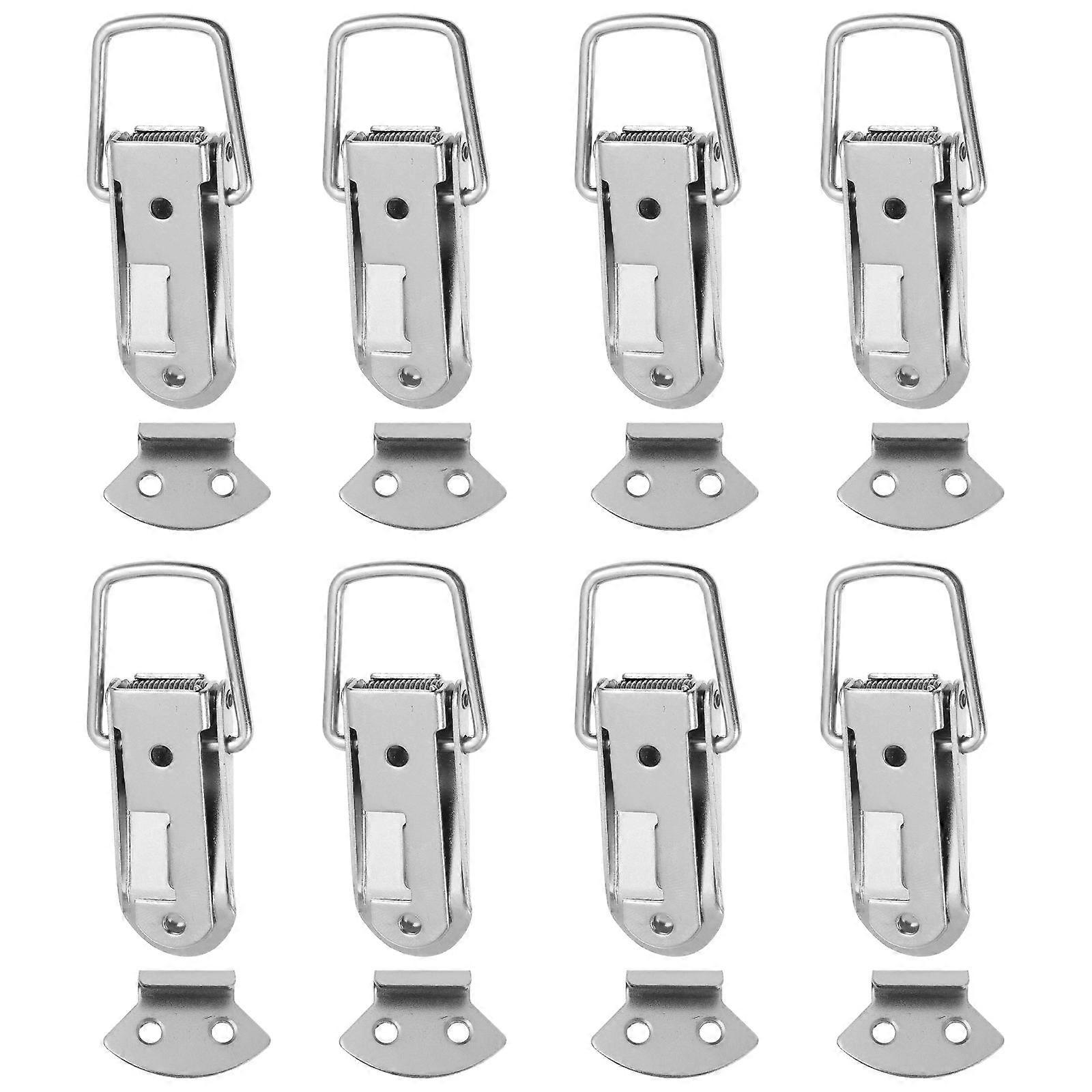 8 Sets Silver Stainless Steel Spring Lock Latch for Small Cabinet Box and Wooden Case