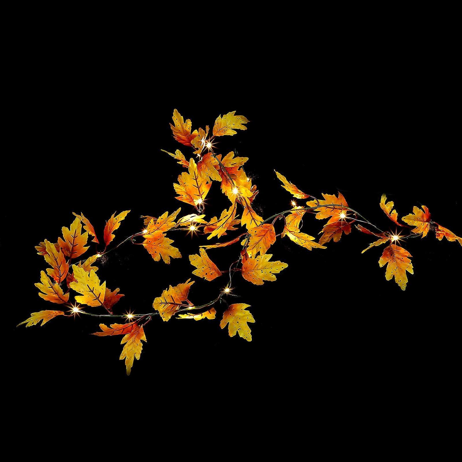 Thanksgiving Fall Festival Maple Garland Leaves Indoor String Lights Home Decorations 2Meters 1Set