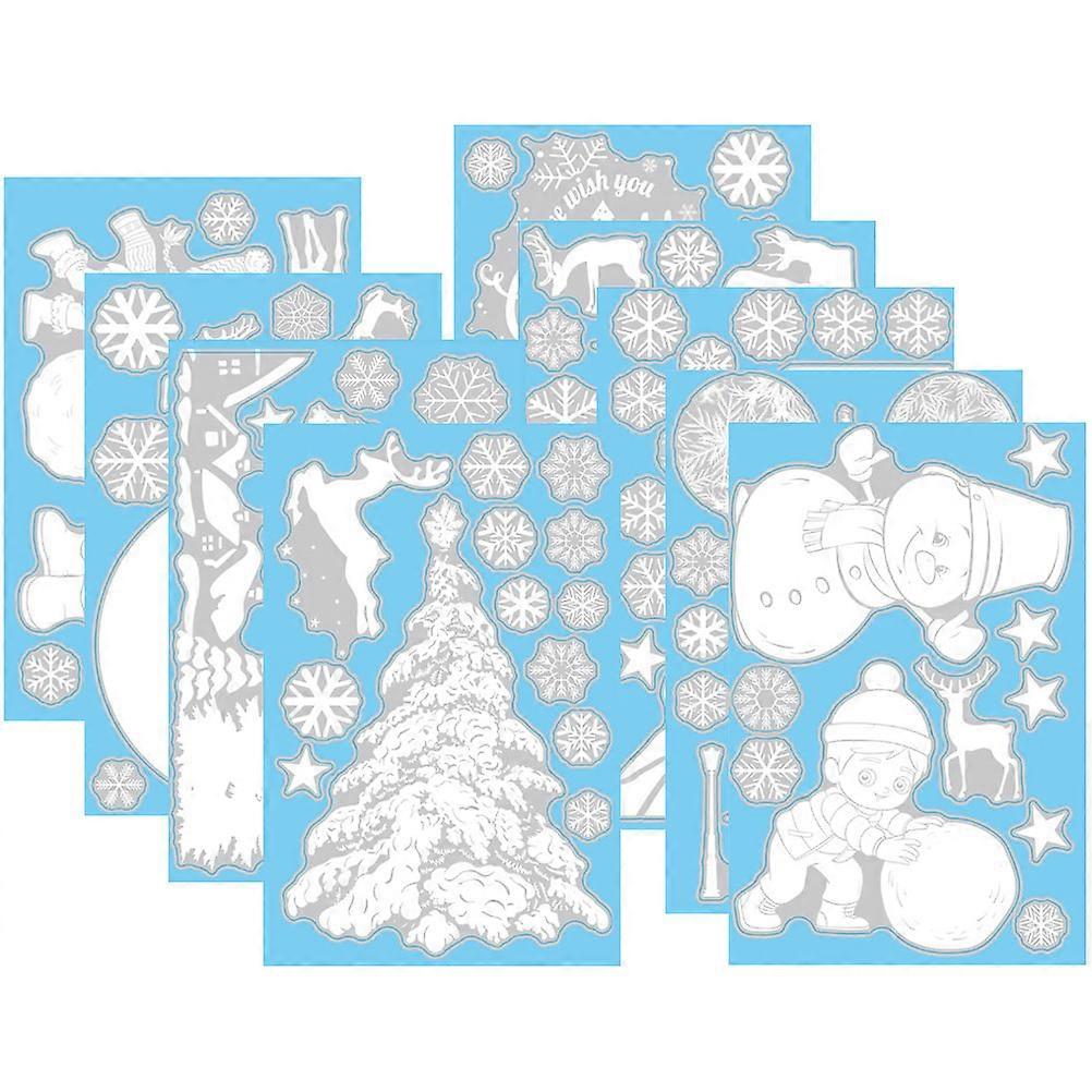 Window Decoration Stickers Rectangle Shape Xmas Party Background Waterproof Pvc Material 9 Sheets For Living Room