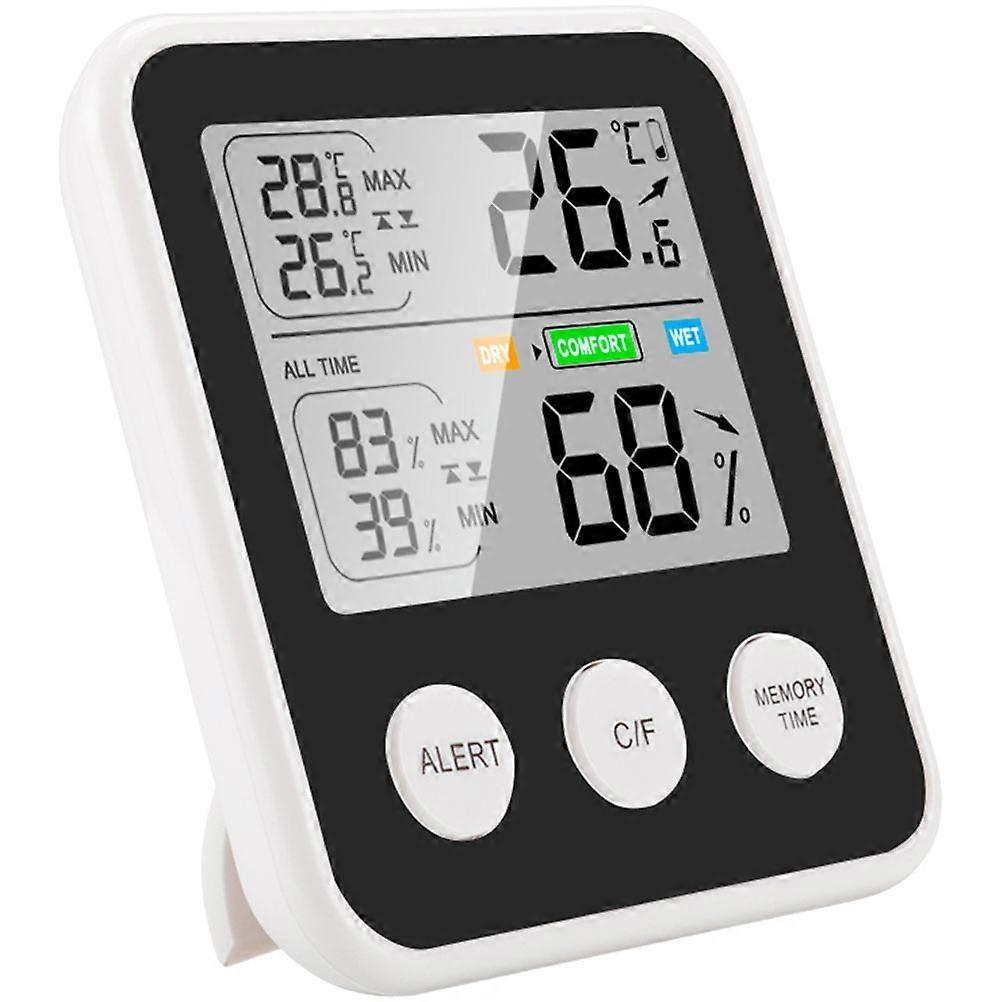 Digital Hygrometer Device Multipurpose Accurate Temperature Gauge Indoor Use Rectangular Shape Black 1Set