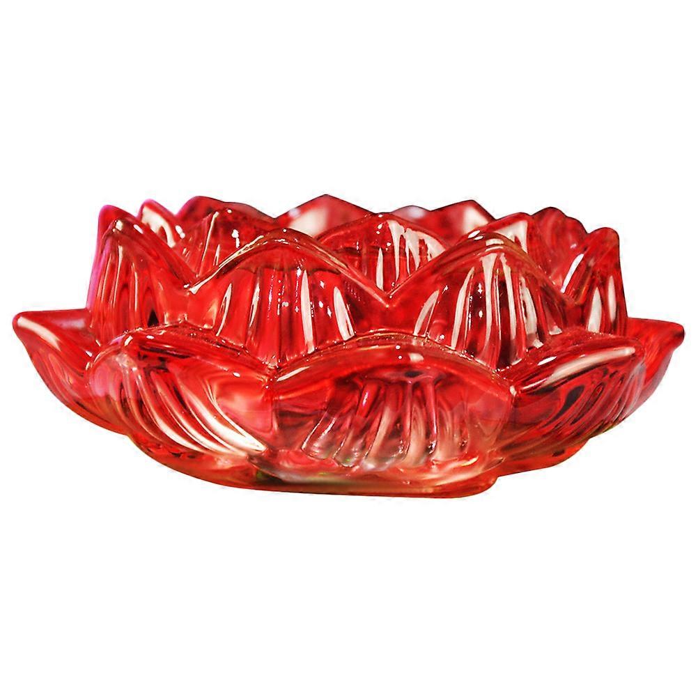 ブッダロータスフラワー型ガラスキャンドルホルダー、装飾用レッドカラー