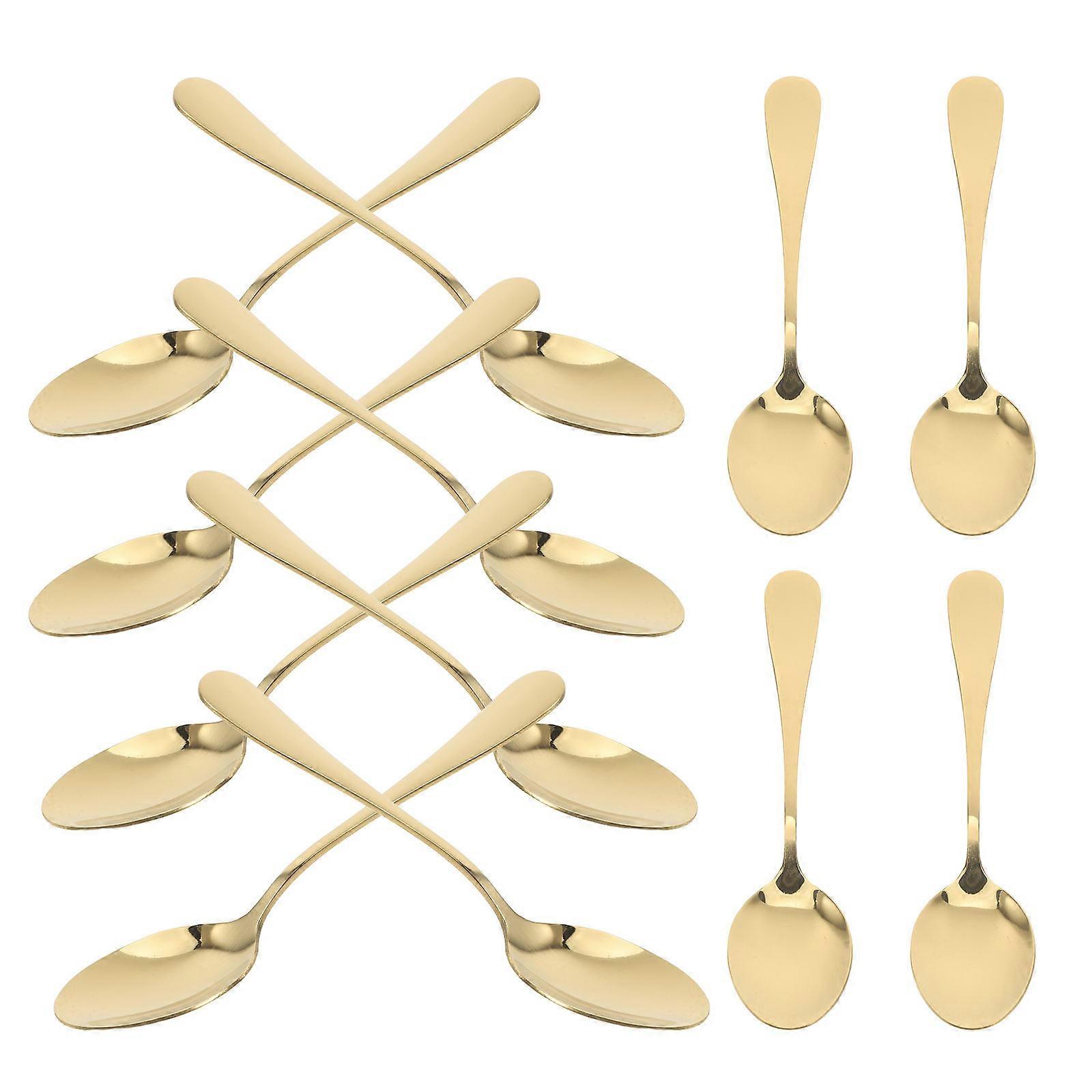 Here's a polished and professional product description based on your input:

 

**12pcs Gold Stainless Steel Spoons Set – Elegant Appetizer & Dessert