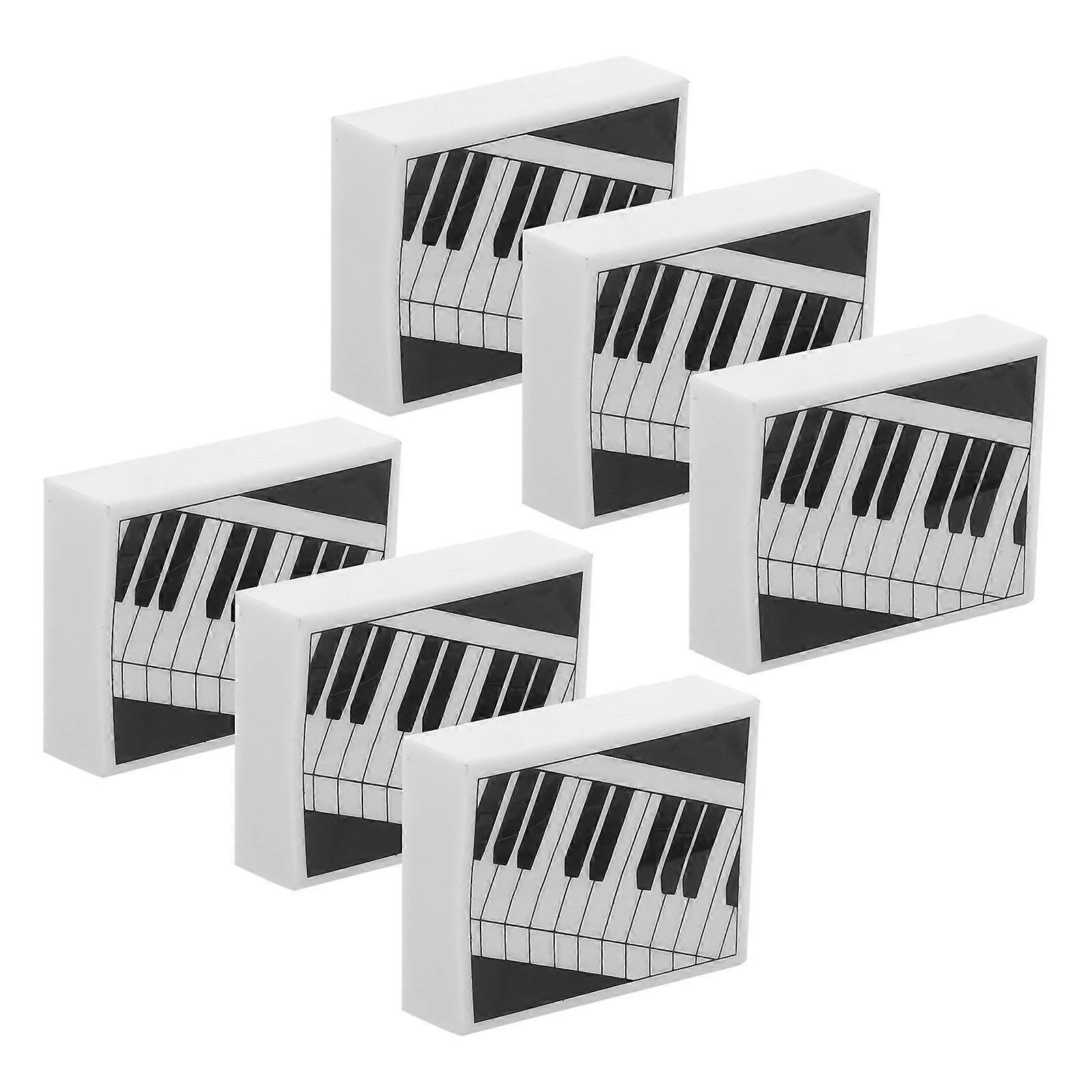 6pcs Piano Shaped Erasers Multi Function Art Stationery Supply For Adults School Party Favors Creative Projects
