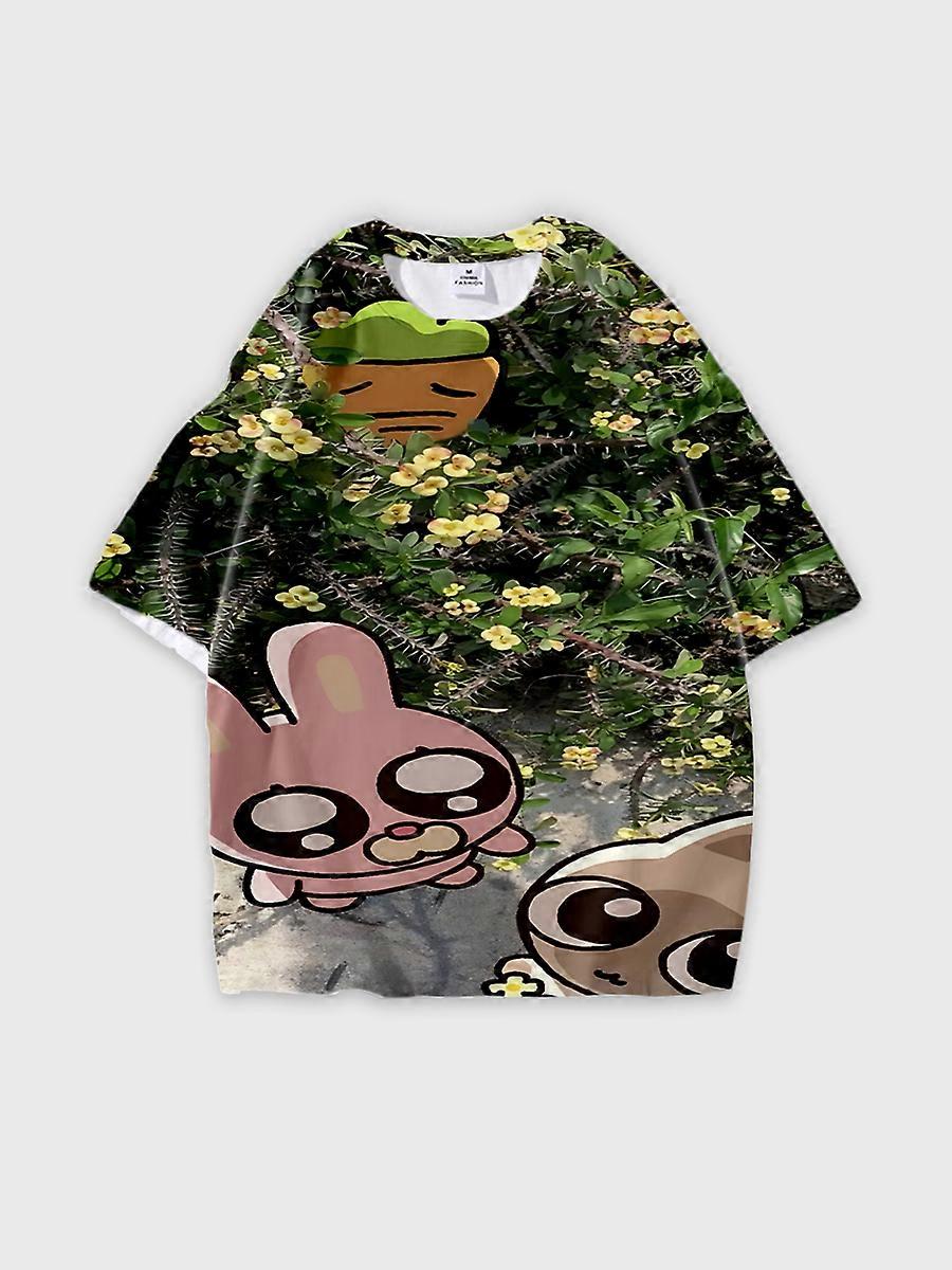 T-shirt round neck Cartoon Role Pattern loose short sleeve D3276