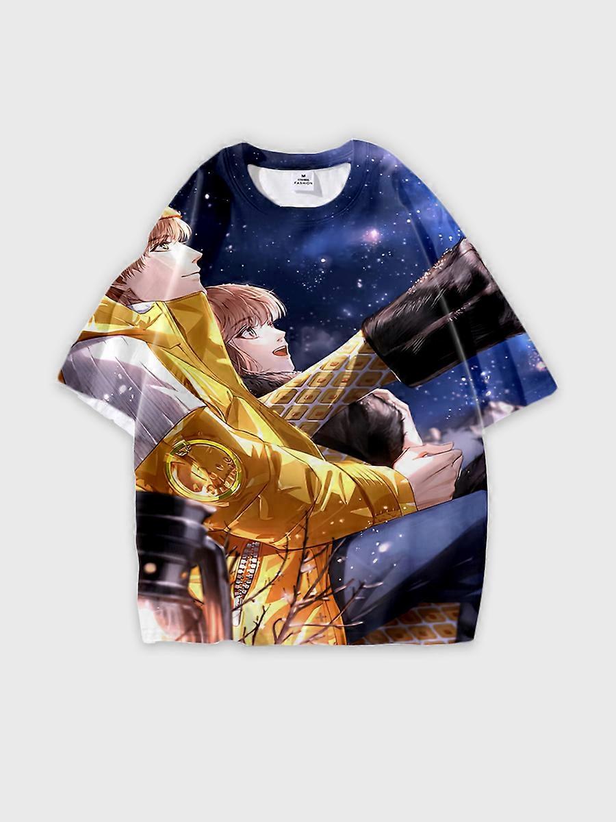 T-shirt round neck Role Pattern loose short sleeve E607