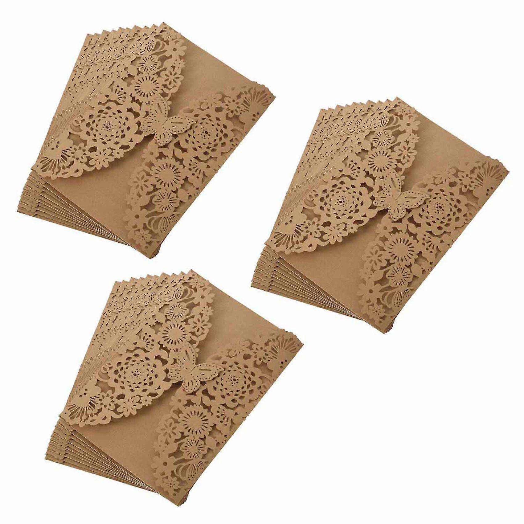 10Pcs/Set Delicate Carved Butterflies Romantic Wedding Party Invitation Card Envelope Invitations fo