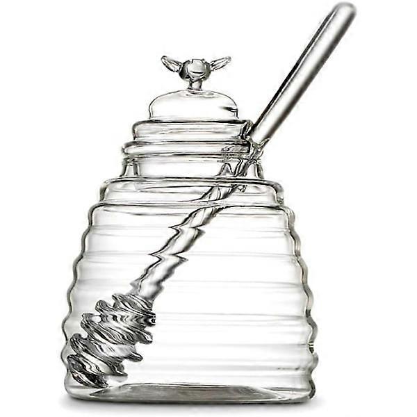 500ml clear borosilicate glass honey jar with dipper and dustproof lid