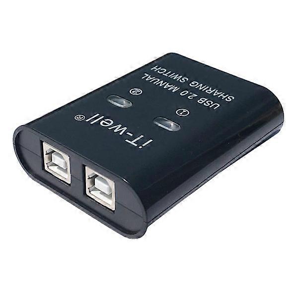 USB Manual Switch Hub Printer Sharing Device 2 in 1 Out Data Transfer Hub Converter Black/White