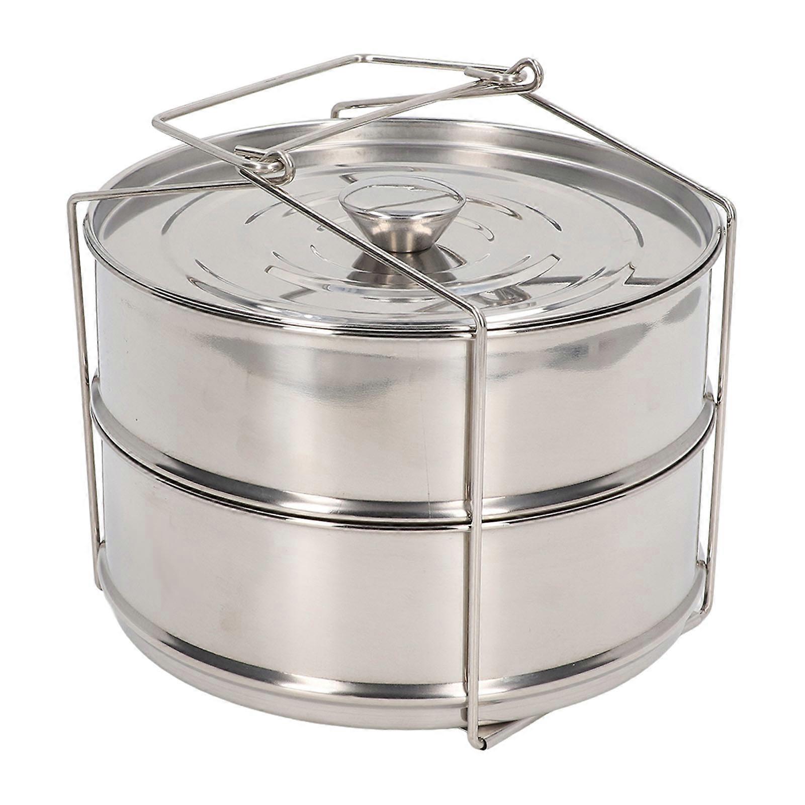 304 Stainless Steel Steam Pot 2 Tier Stackable Steaming Pot Cookware with Lid for Kitchen Cooking 
