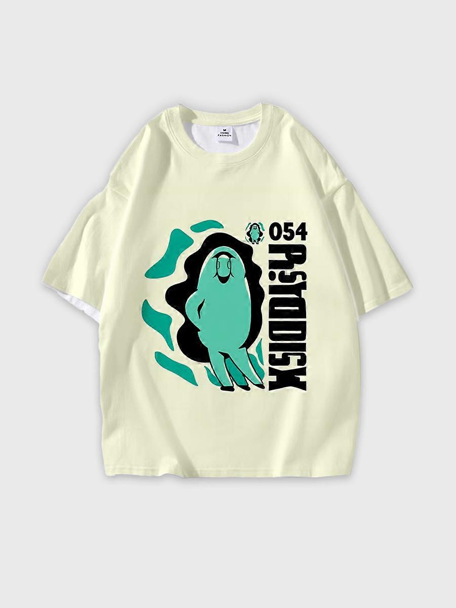 T-shirt round neck Pattern loose short sleeve N3198