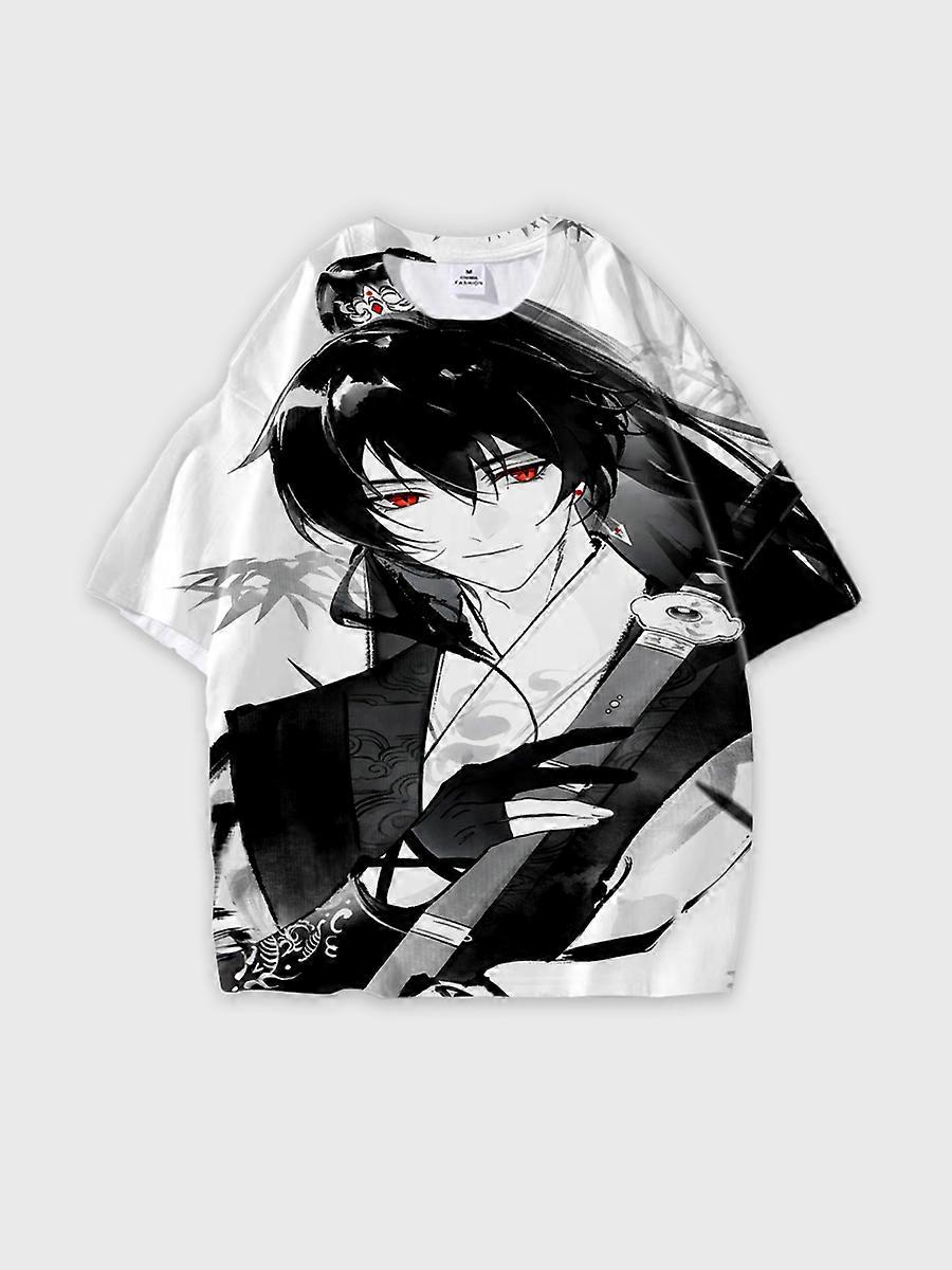 T-shirt round neck Role Pattern loose short sleeve E905