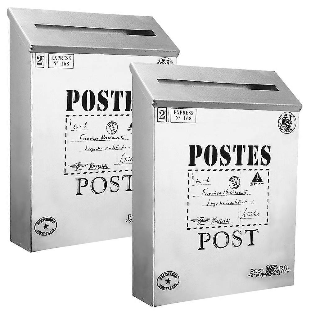 Wall Mount Iron Mailbox Durable Sturdy Material Front Door Mailbox House Owners Photo Prop 2Pcs