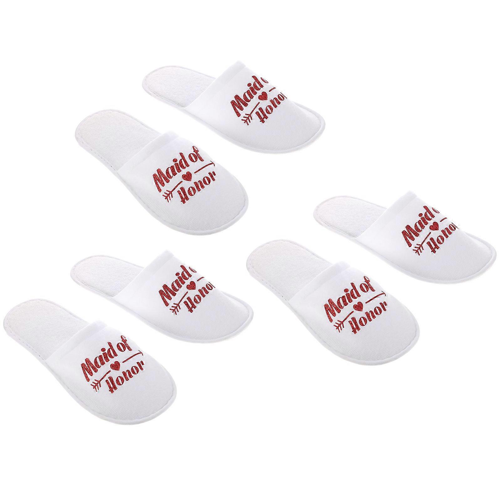 Disposable Wedding Party Maid Slippers 3 Pairs Red 27x10cm Lightweight Easy To Carry For Guests