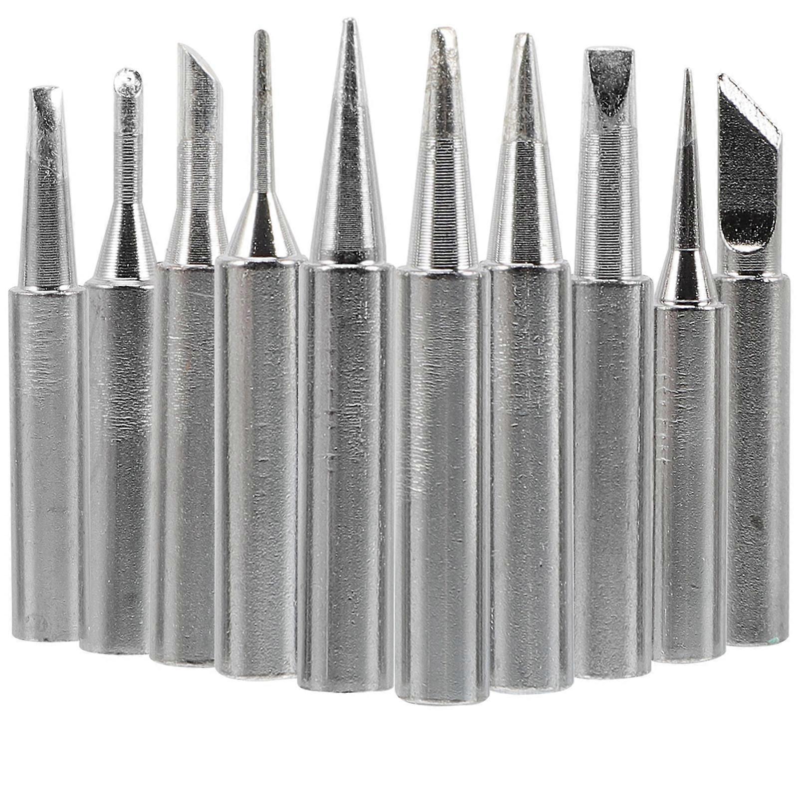 Premium Copper Soldering Iron Tips Set for Various Soldering Applications Silver 10 Pieces