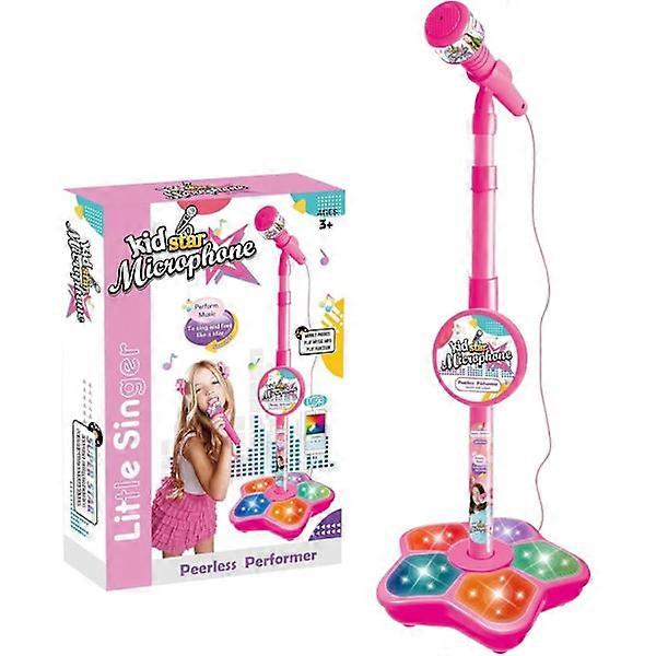 Microphone for Kids, Adjustable Kids Microphone with Stand, Interactive Lights Flashing Toy Microphone for Children, Ki