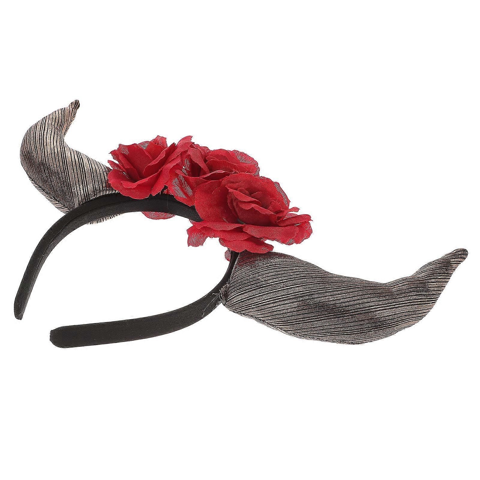 of the Dead Headband with Flowers and Horns for Party Decoration Cloth Comfortable