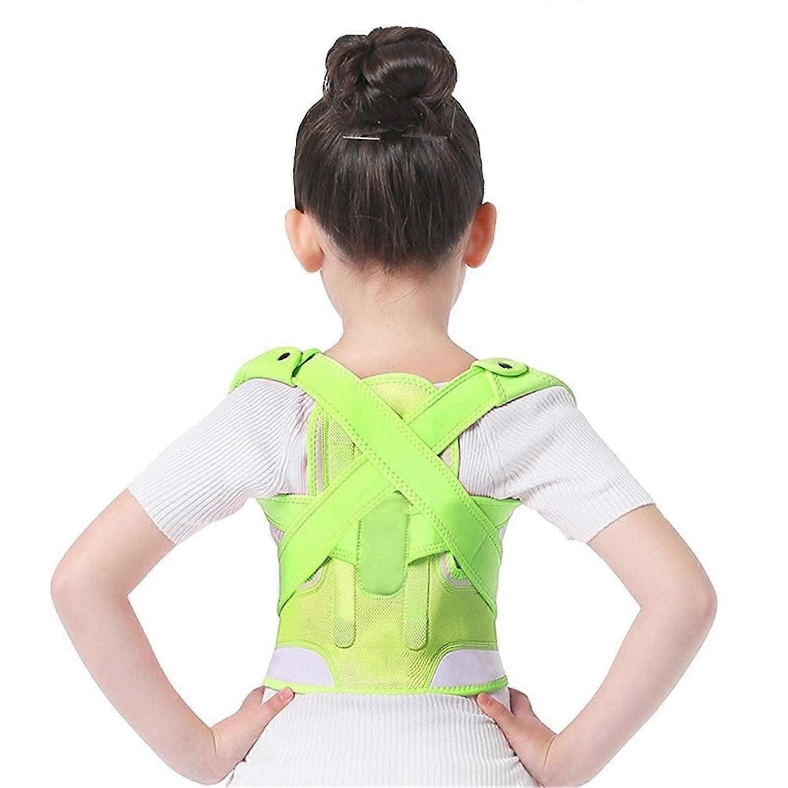 Adjustable Children's Posture Corrector Back Support Belt (Green, Large)