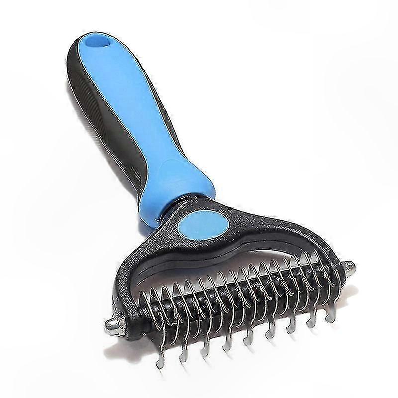 Double-Sided Deshedding Comb for Dogs & Cats - Extra Wide Undercoat Rake Tool for Pet Grooming and Dematting