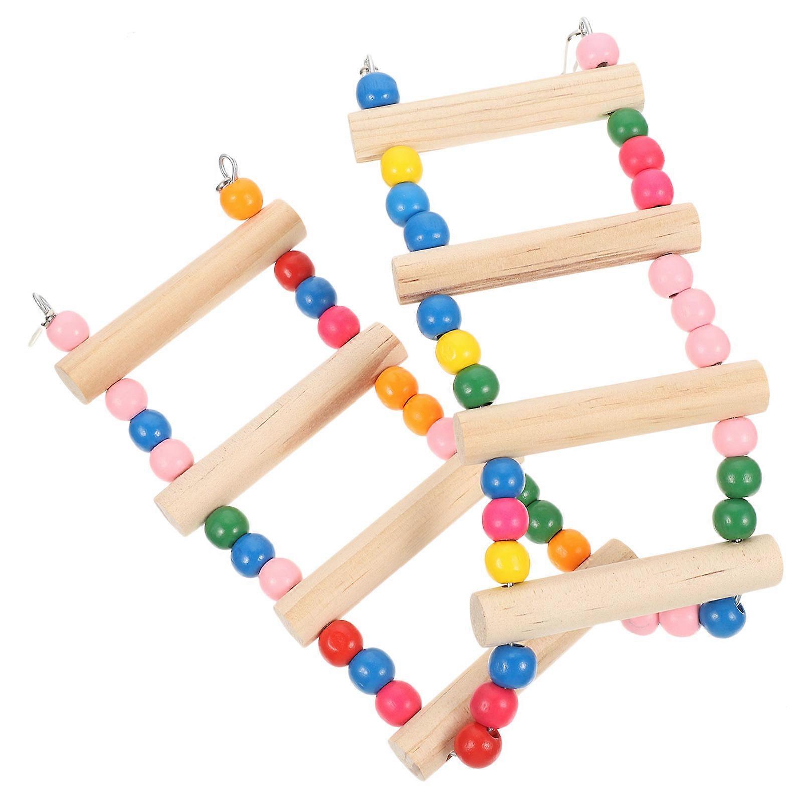 Bird Training Ladder Toy 1 Set Colorful Wood Parrot Step Ladder for Climbing