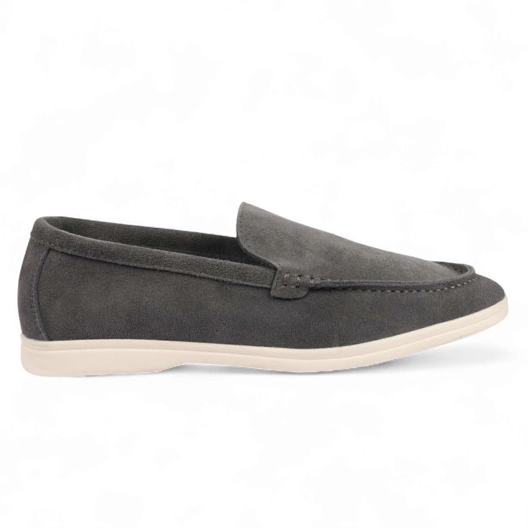 Men’s Durable Grey Slip-On Loafers Cushioned Insole Smart Boat Shoes