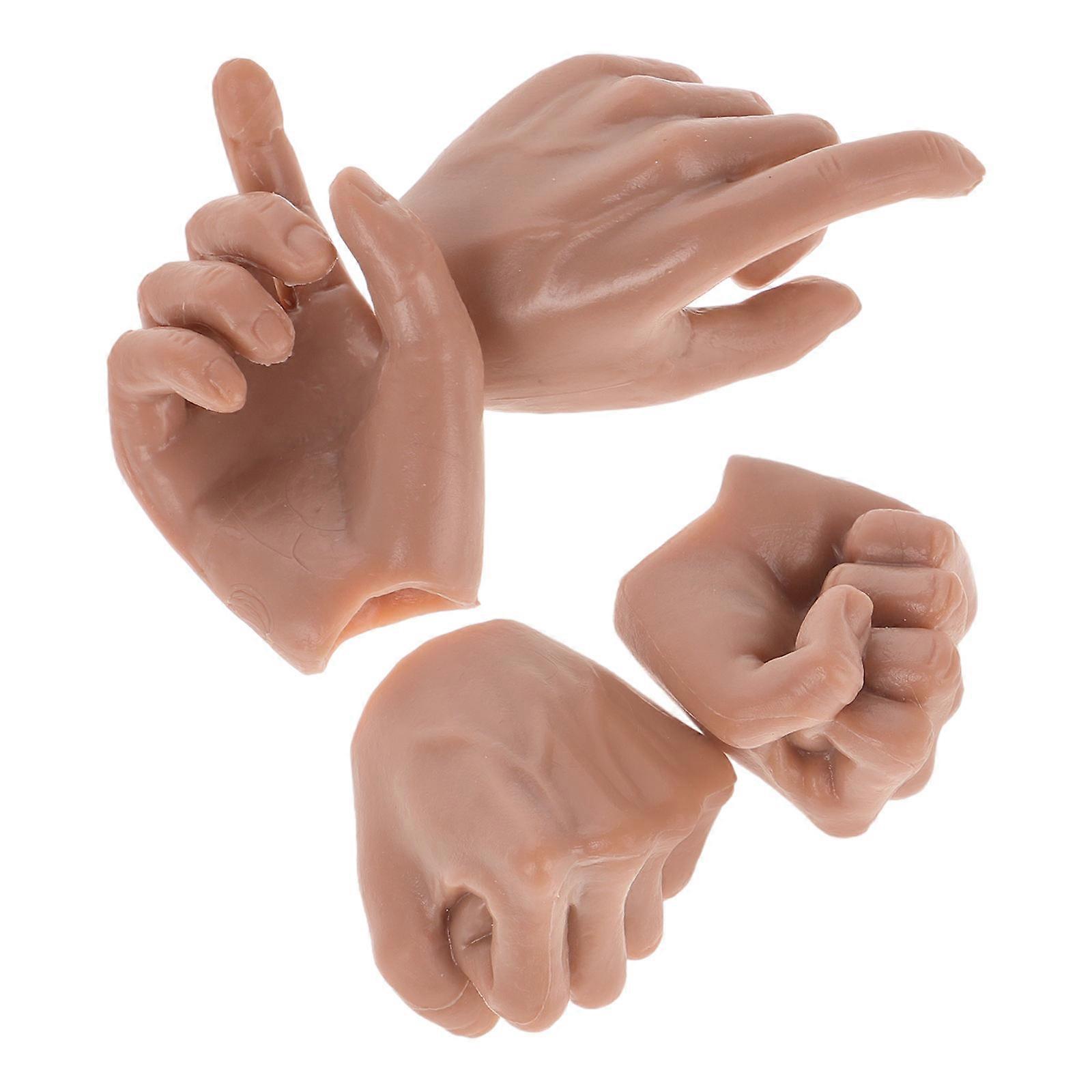 Miniature Puppet Finger Hands For Doll Enthusiasts, 1/6 Scale Replacement Parts In Light Brown, Perfect For Collectible , 2 Pairs