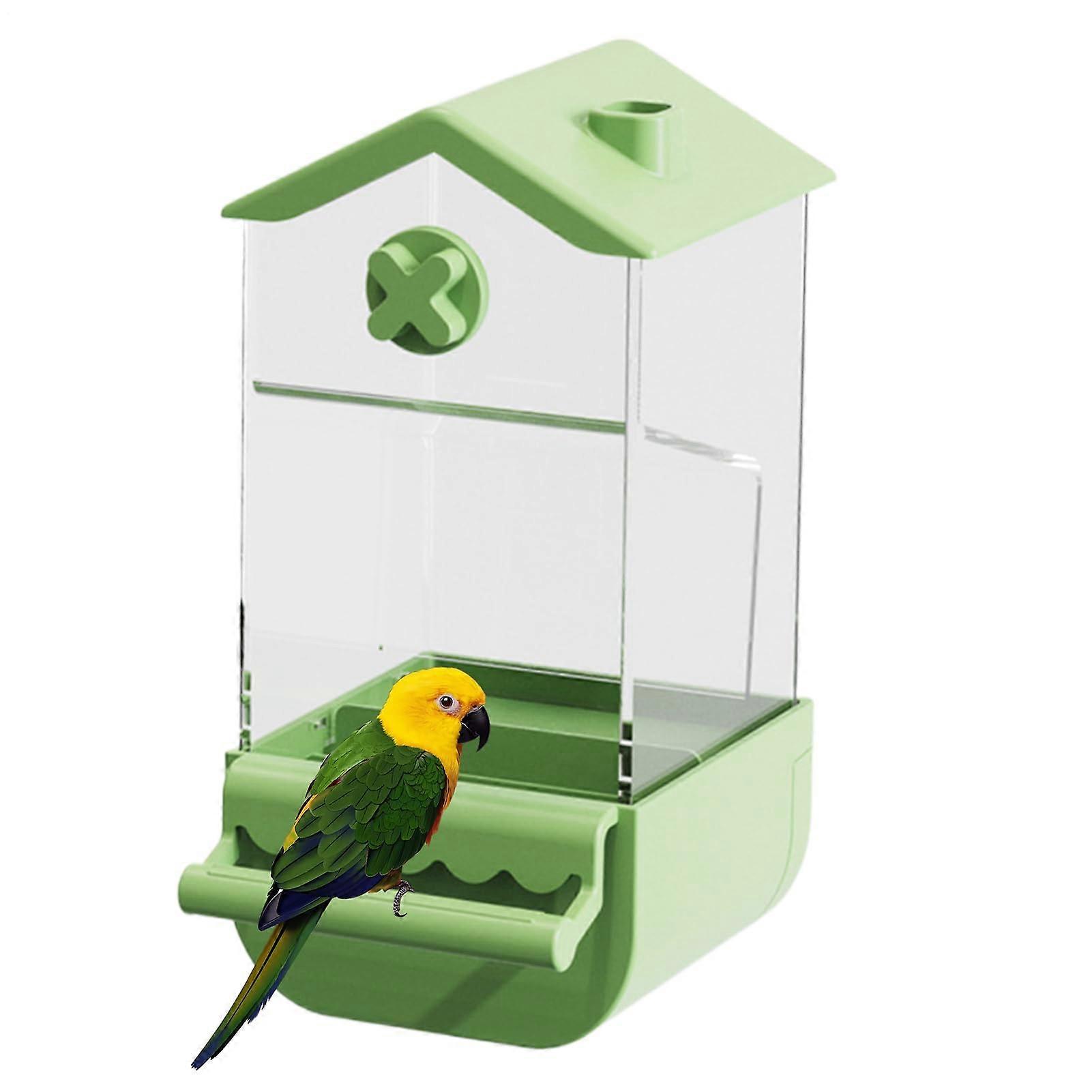 Automatic Bird Feeder For Cages For Budgies And Cockatiels Splash-Proof Green