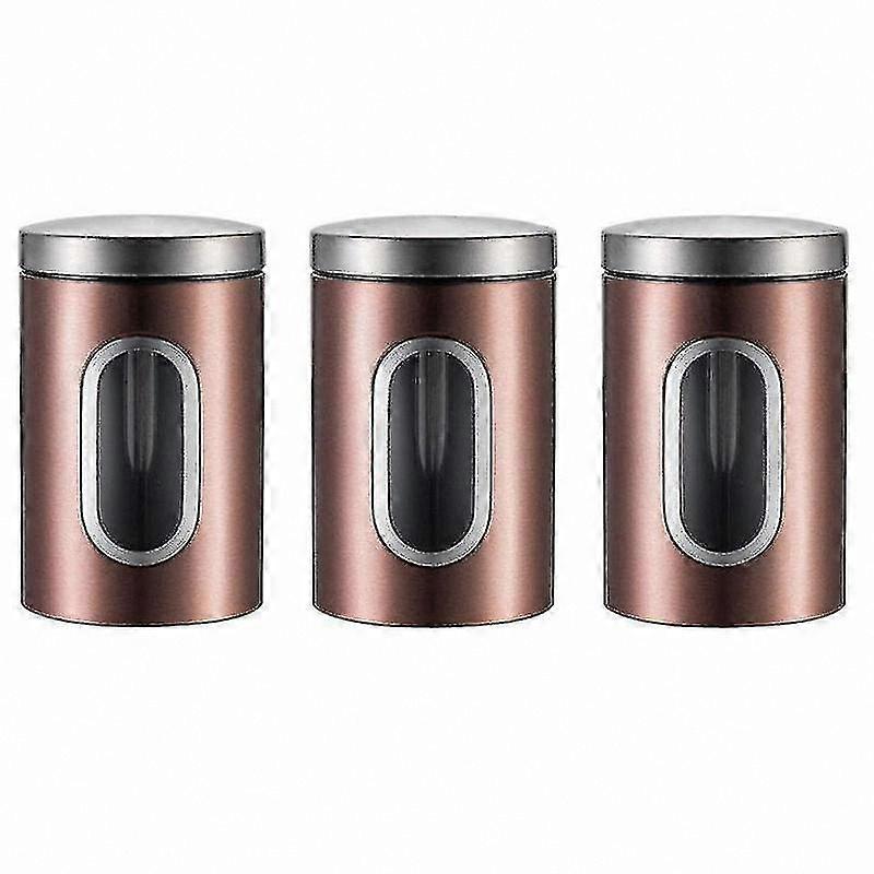 3pcs Tea Coffee Sugar Storage Canisters Jars Pots Kitchen Container Tins