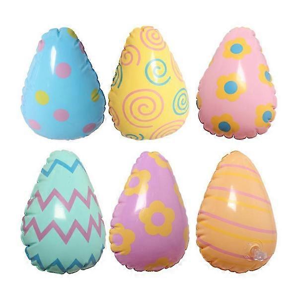 6 Pcs Inflatable Easter Eggs Colorful Pvc Easter Ornaments Indoor Outdoor Easter Eggs