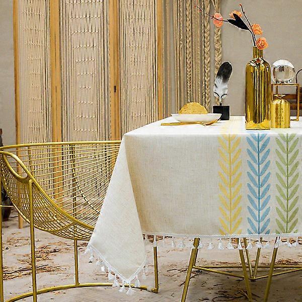 One piece willow branches, small leaves, yellow, blue and green - tassel lace, 140*200cm rectangular draped cloth.