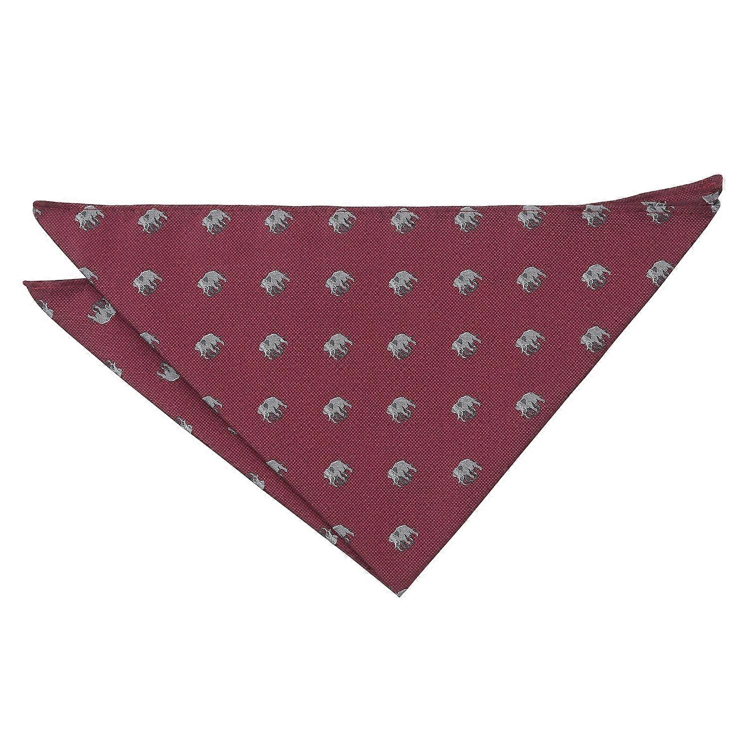 Burgundy Elephant Embroidered Pocket Square