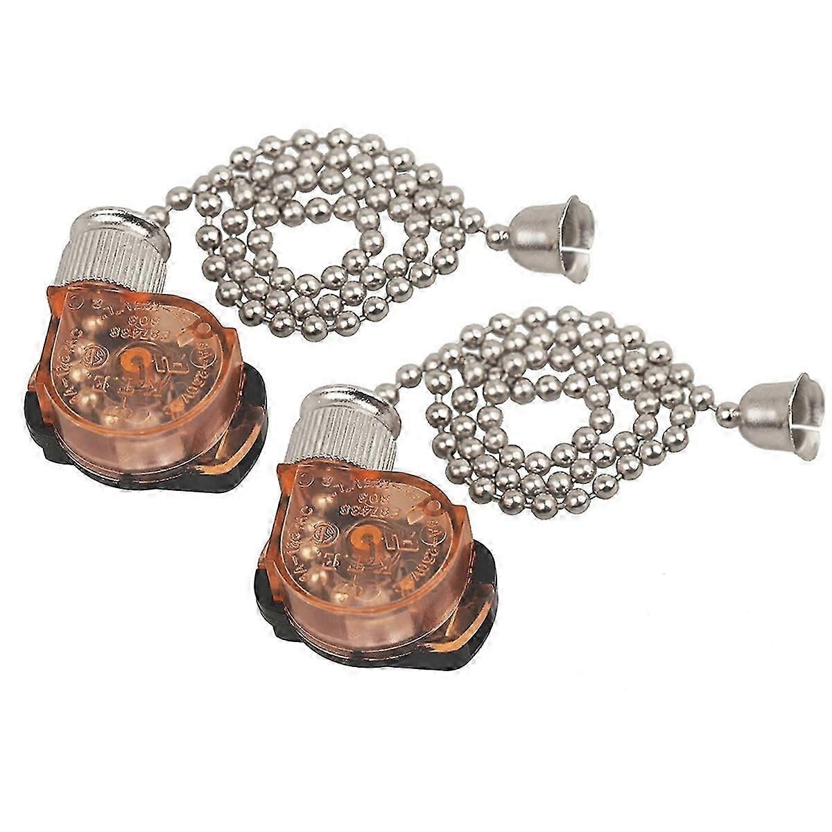 2pcs Ceiling Fan Light Switch,E87438 Fan Lamp Switch with 11in Beaded Pull Chain,6A 125VAC, Electri