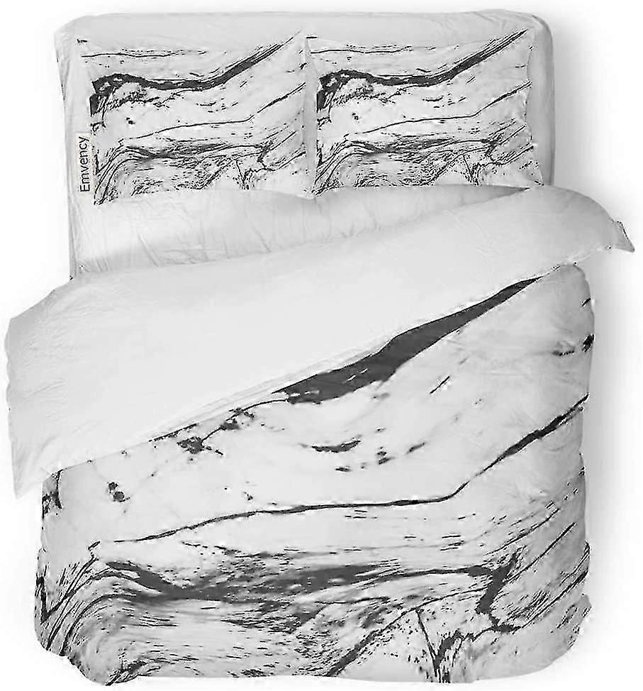 Parure de lit de luxe 3 pièces avec marbre abstrait et motif de vagues à l’aquarelle