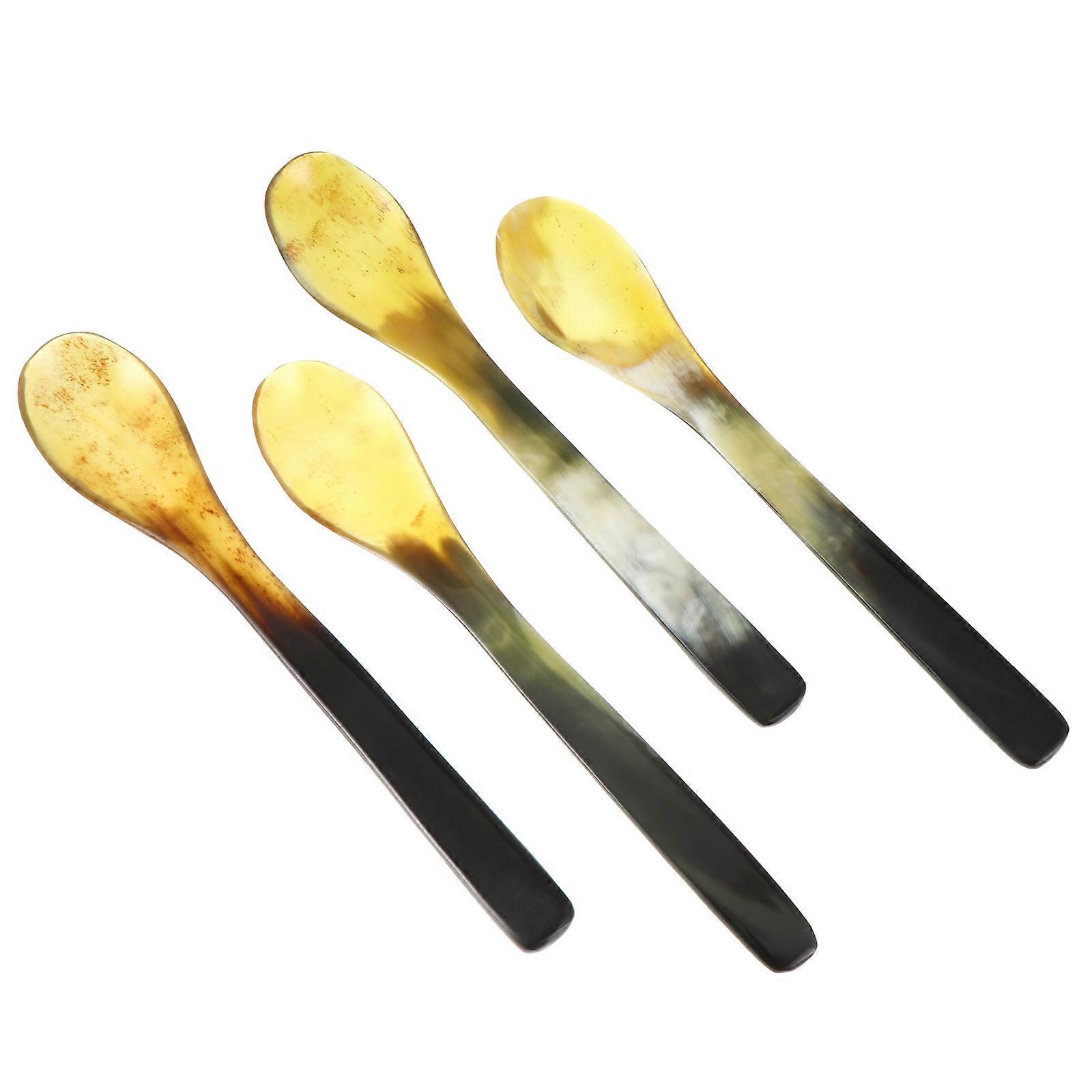 Ox Horn Coffee Spoon for Stirring with 4Pcs Assorted Color Durable Spoons