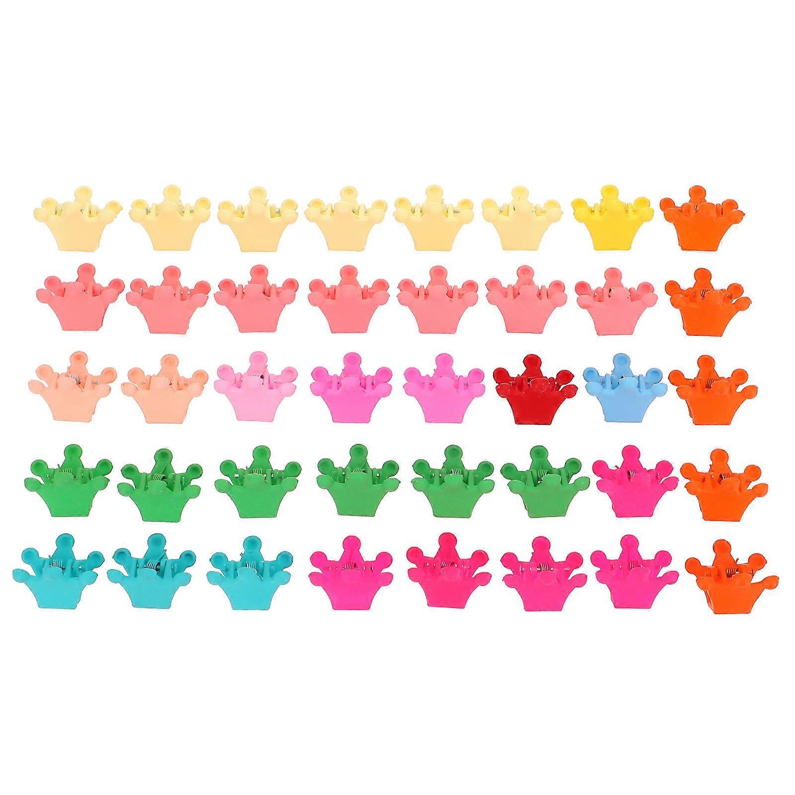 Small Crown Shape Hair Claw Clips for Kids Assorted Color Lightweight and Durable 40 Pieces