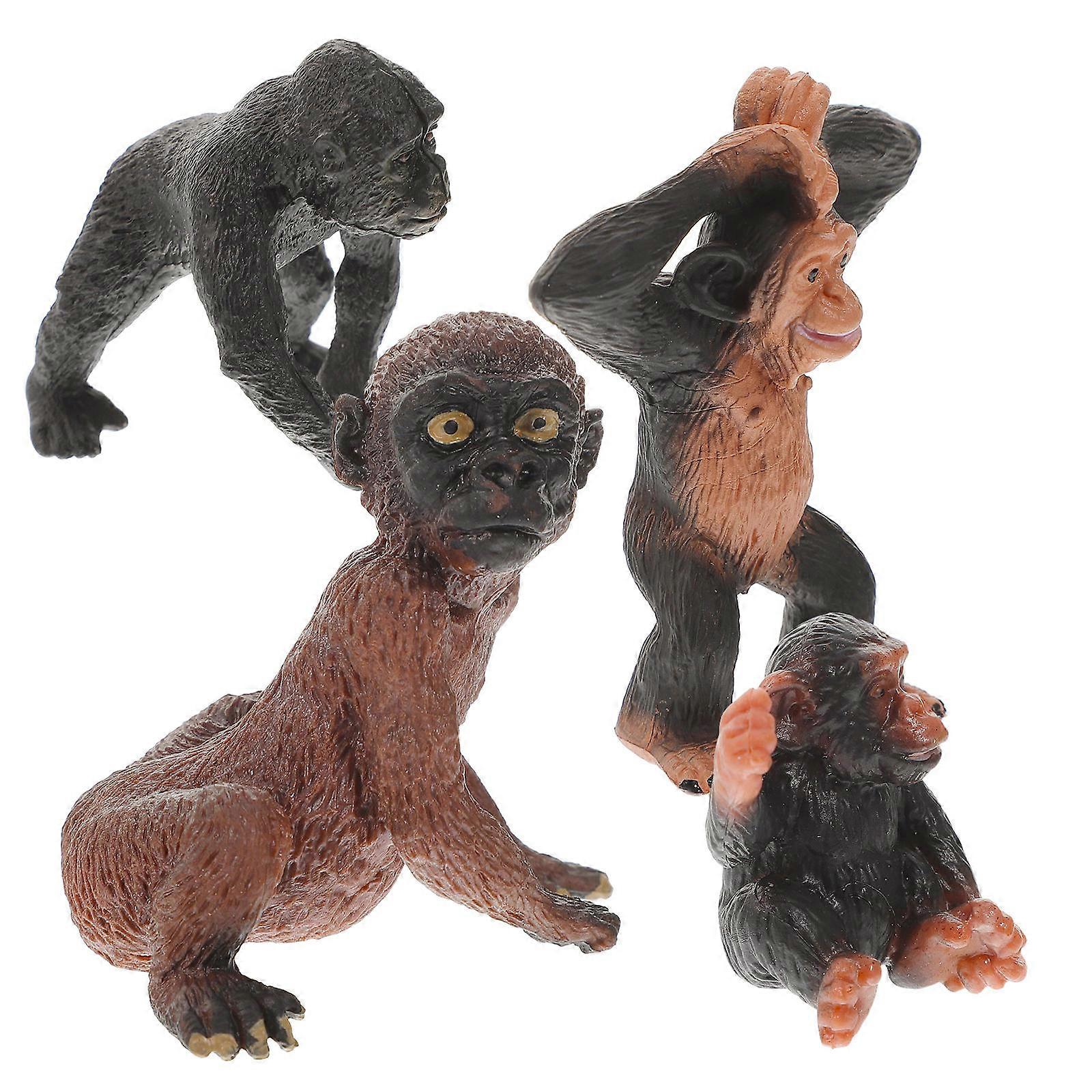 4pcs Realistic Forest Animal Models Chimpanzee Figurines for Creative Play and Biology Education
