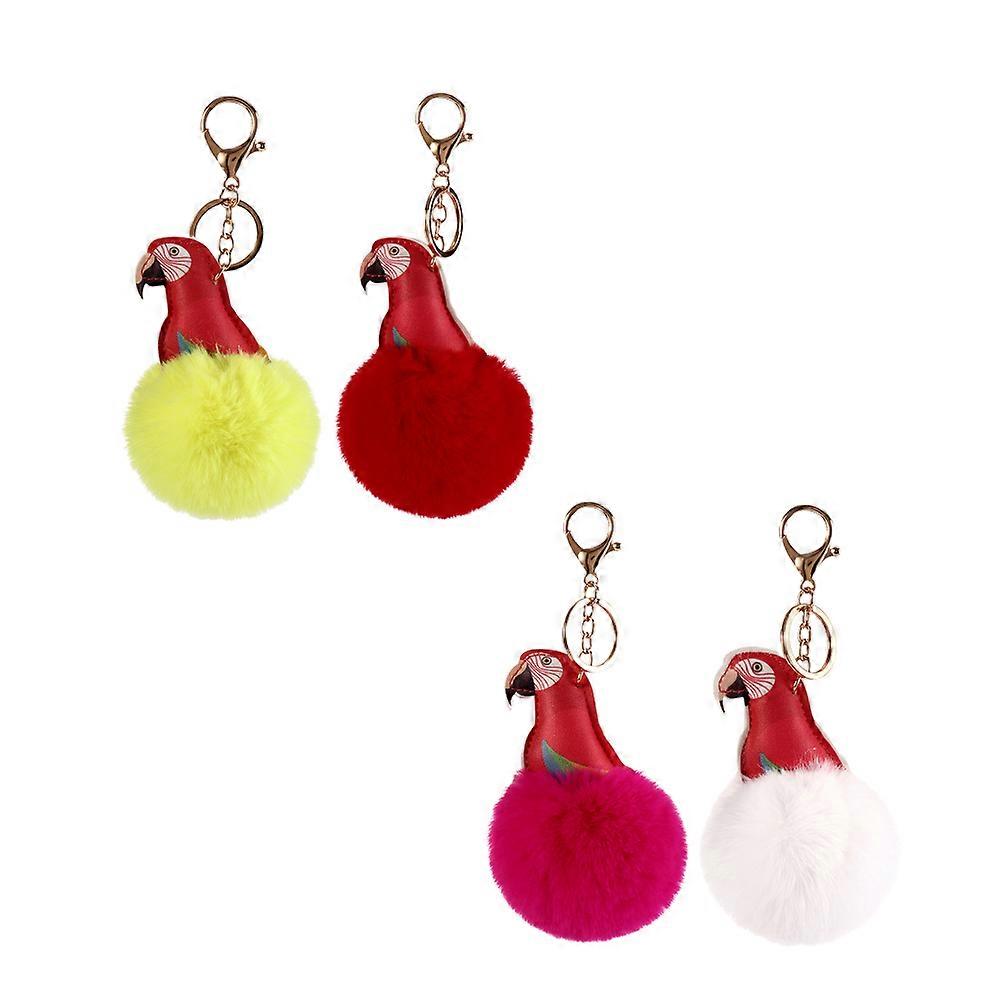 Chic Key Decoration Key Ring For Women Daily Use Assorted Color Parrot Shape 4Pcs