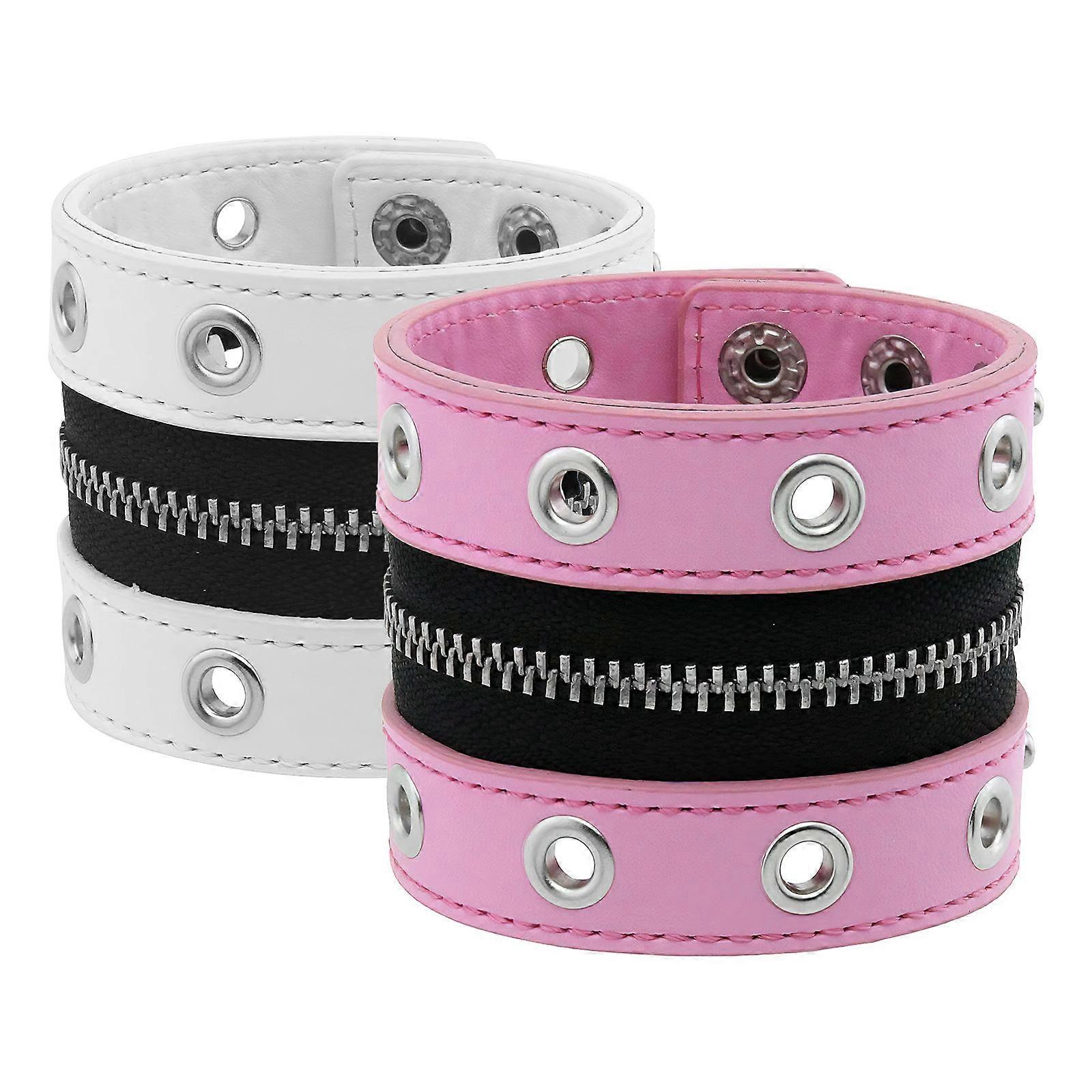 Trendy Decorative Wrist Cuffs For Women - Comfortable PU Wide Band With Stud Detail 2Pcs Suitable For Fashion And Music Festivals
