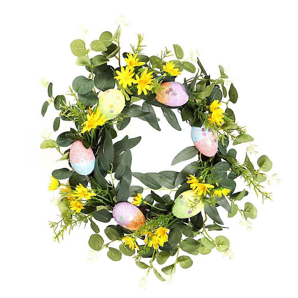 It sounds like you're describing a product listing or description for an **artificial Easter egg wreath**. Here's a polished and engaging product