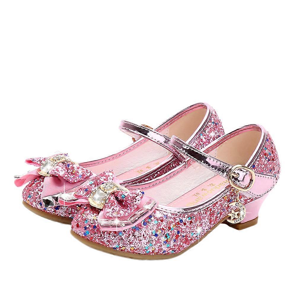 Dancing Shoes For Children Shimmering Design Comfortable Shape Pink Size 35 Suitable For Dance Performance 1 Pair