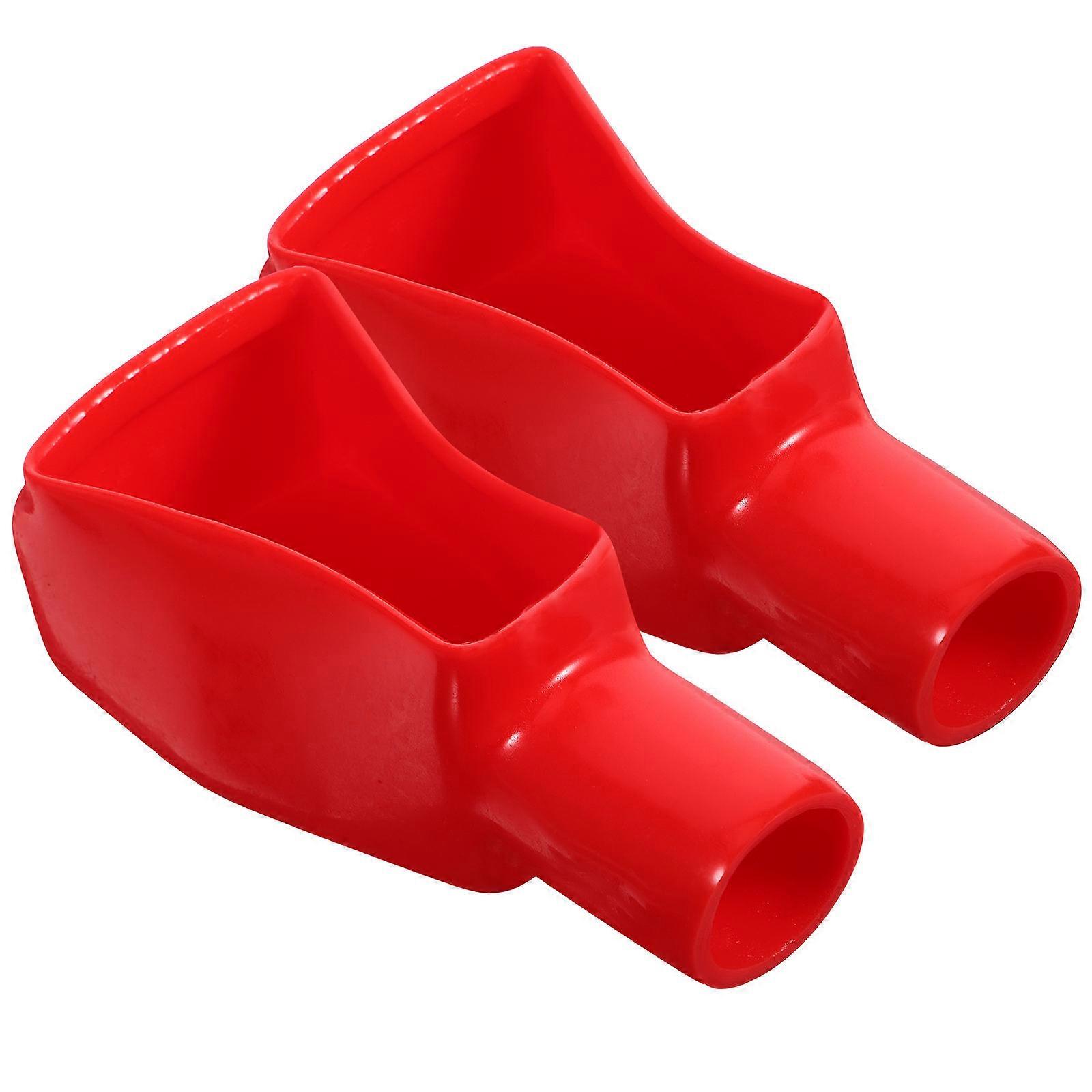 Electric Wire Terminal Block Insulating Protector Caps Flexible Anti Slip Red Size L 2Pcs