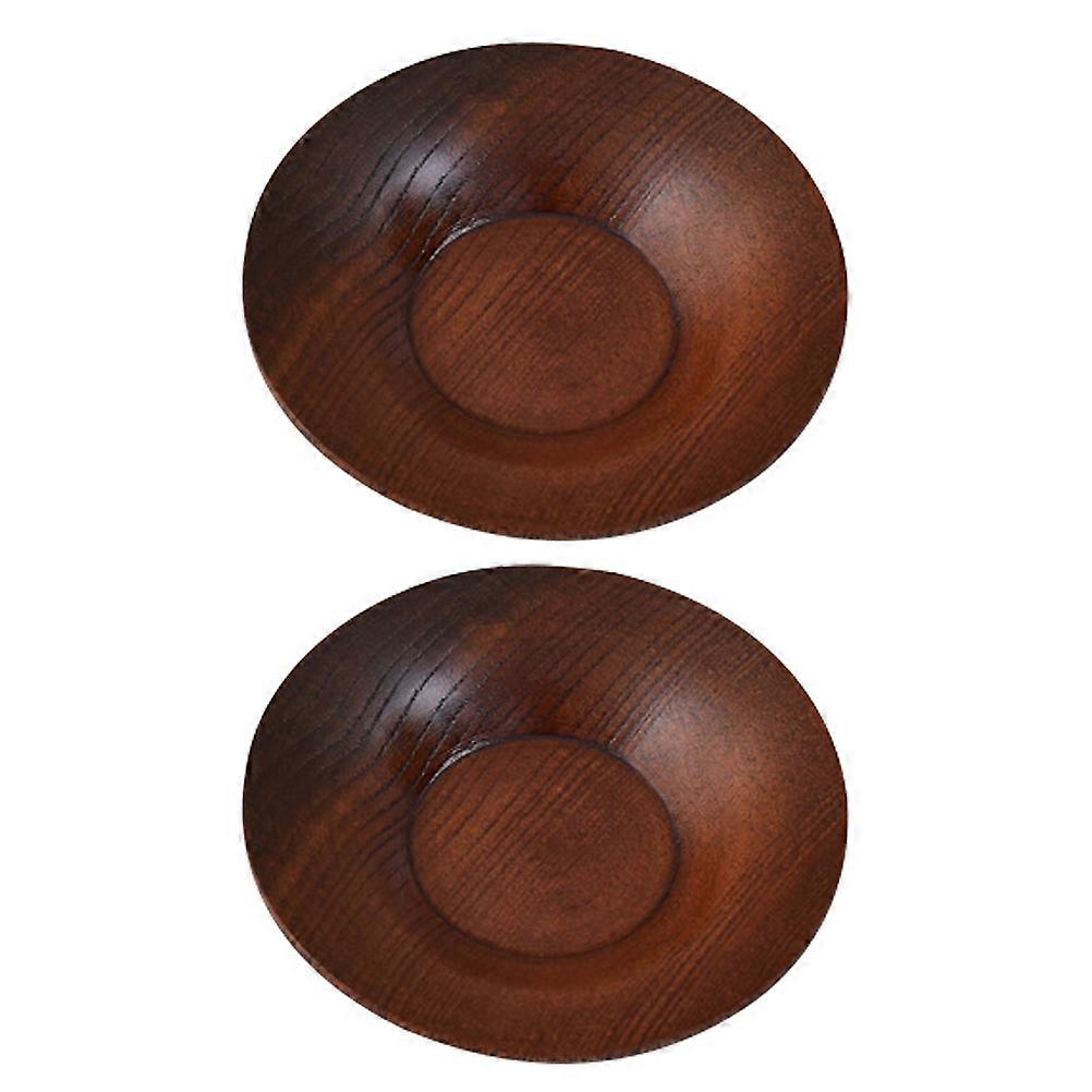 Wooden Dipping Bowls for Serving Soy Sauce 2Pcs Small Round Snack Plates