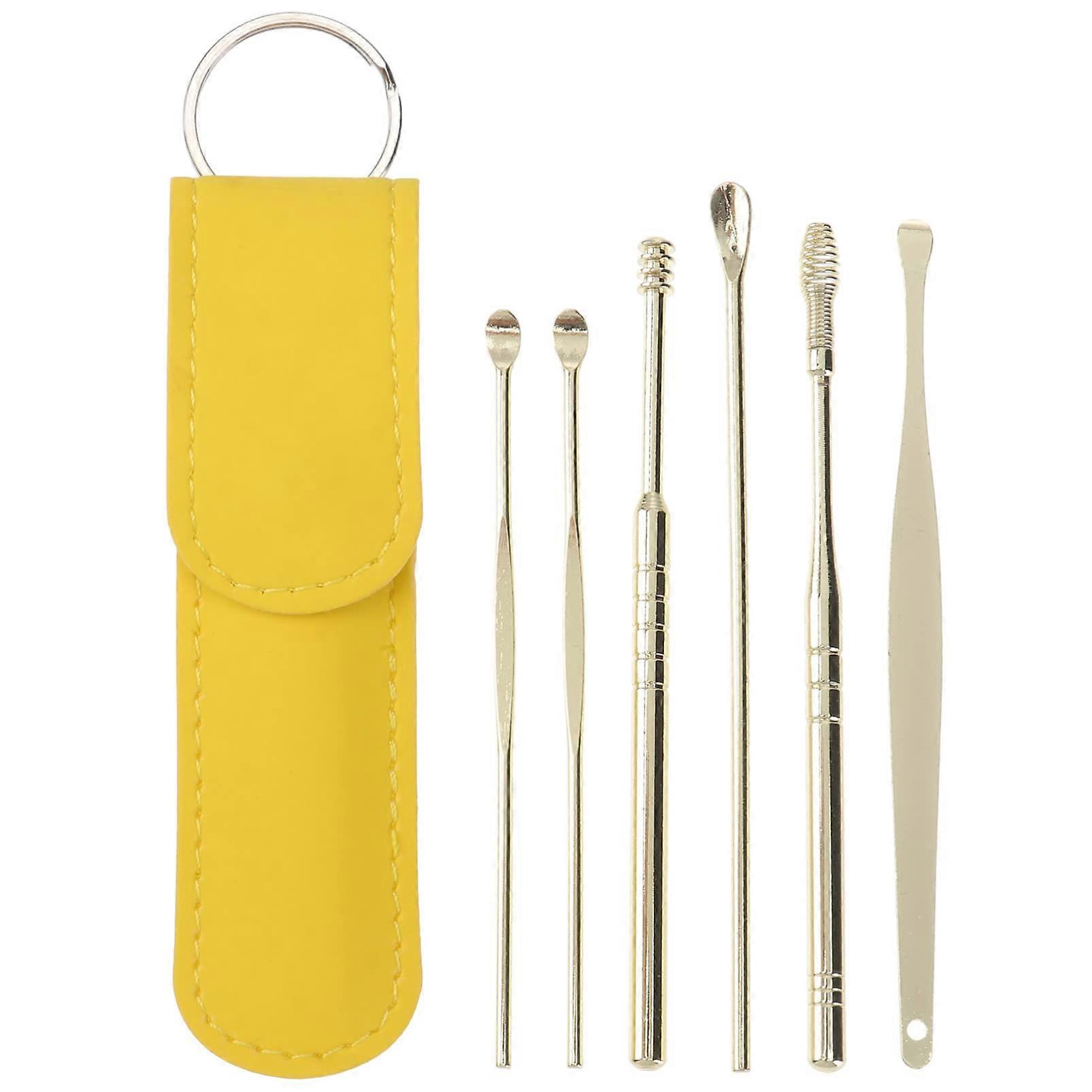 Earwax Removal Tool Set with 6 Spiral Ear Cleaners for Adults, Safe Ear Cleaning with Storage Pouch, Easy to Use